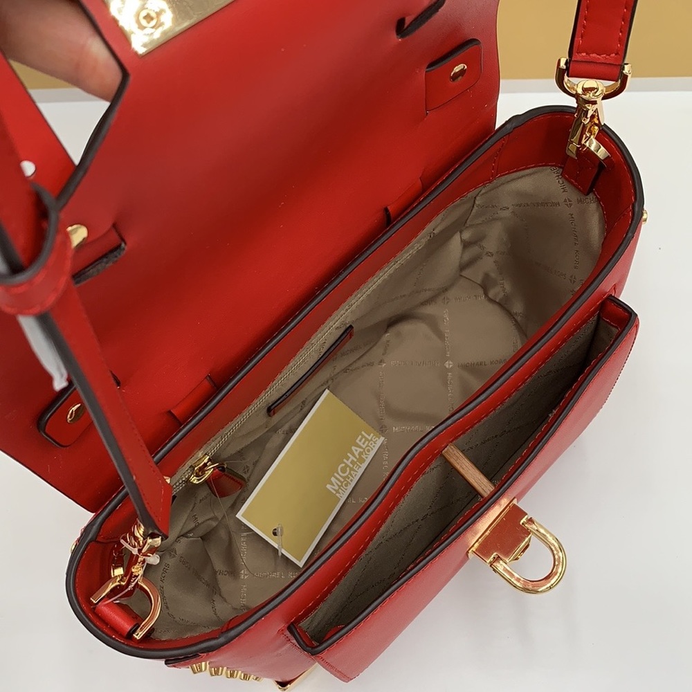 MICHAEL KORS MANHATTAN MEDIUM TOP HANDLE SCHOOL SATCHEL CROSSBODY BAG Flame - Picture 9 of 16